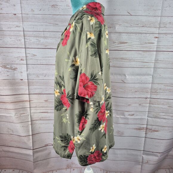 Havana Jacks Cafe Women's Sz 1X Green Top Hawaiian Shirt Button Up Beachy Aloha - Picture 5 of 9
